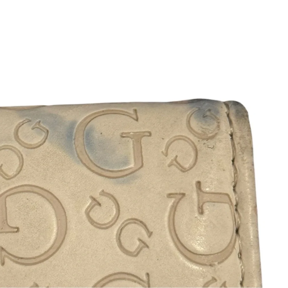 Guess Beige Monogram Clutch Signature Logo Print Designer Evening Bag